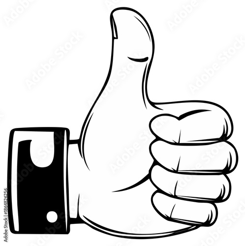 Graphic Illustration of Thumbs Up Hand Gesture Agreement Approval