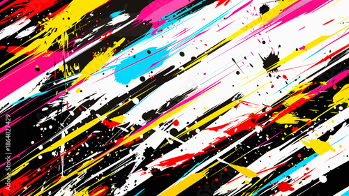 鮮やかな色彩で表現した若者の反抗と爆発的な痛みの抽象アート