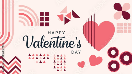 Valentine's Day celebration graphic with hearts and patterns