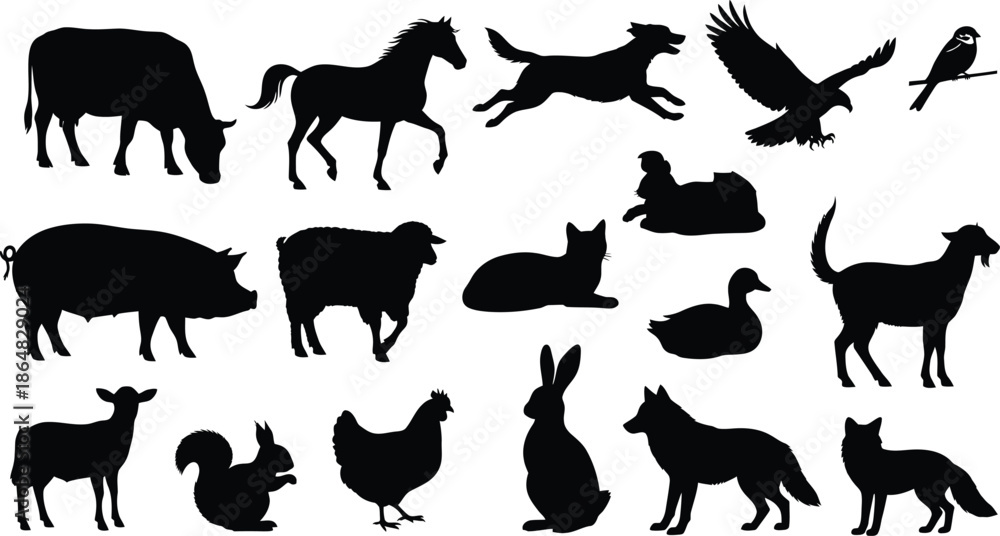 Obraz premium Collection of animal silhouettes
