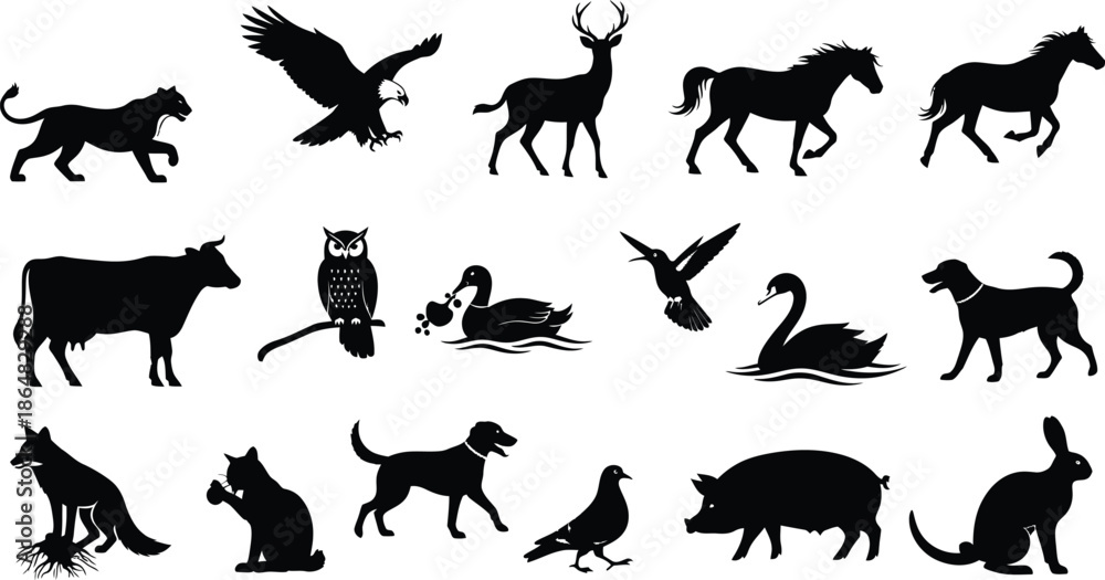 Obraz premium Collection of animal silhouettes