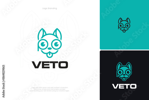 Minimalist Veterinary Pet Dog Head Logo