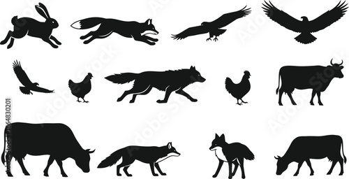 Collection of animal silhouettes