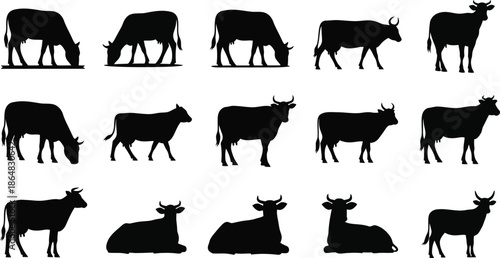 Collection of cow and deer silhouettes