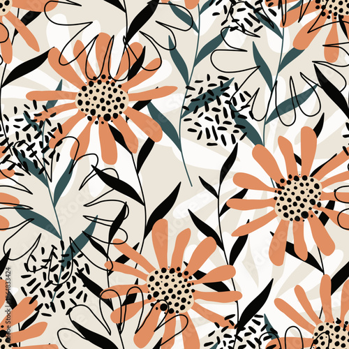 Colorful scandinavian seamless vector pattern. Ideal for wallpaper, surface textures, textiles