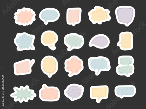 Speech bubble set in scandinavian style with different dialogue shapes conversational elements communication for messaging perfect for your illustration and creative designs projects