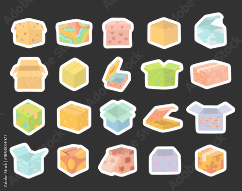 Packaging box set in scandinavian style featuring assorted cardboard parcels shipping packages storage solutions design projects retail logistics commerce