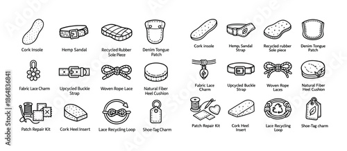 Eco-friendly shoe accessories collection with cork, hemp, and recycled materials