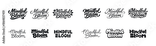 Diverse mindful bloom logo designs in various styles and fonts