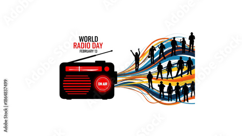 world radio day february 13 global communication concept with retro radio and globe