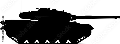 Military Tank Armored Vehicle Black Vector Illustration