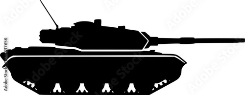 Military Tank Armored Vehicle Black Vector Illustration
