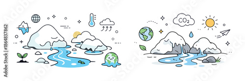 Climate change impact on snowy landscapes and global warming effects