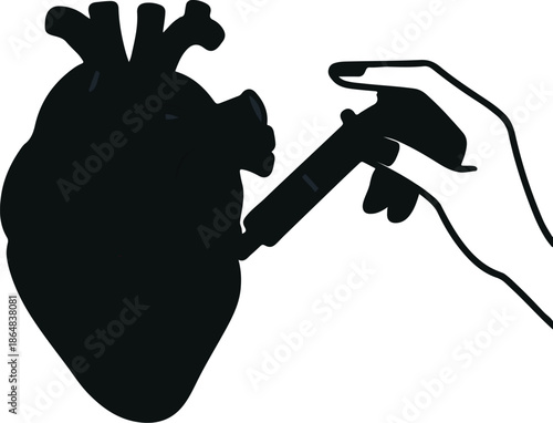 Silhouette Heart Surgery: Hand with ScalpelPrint