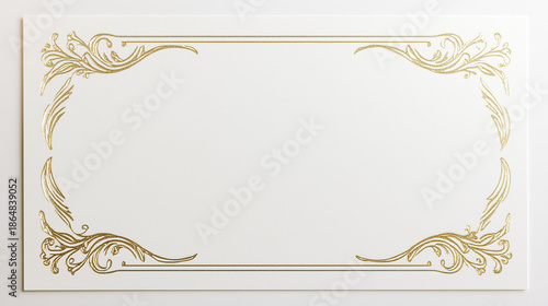 A gold framed white card with a gold border