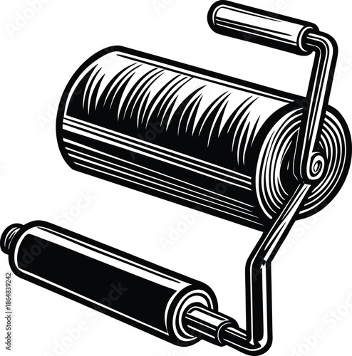 Brayer roller with handle and ink pad