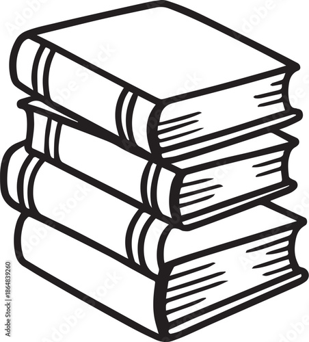 Stack of Books Line Art Illustration