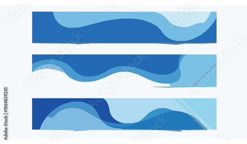 Modern abstract blue gradient web banner set for website headers and social media covers