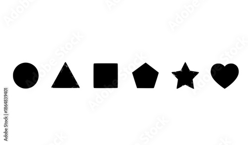 Minimal vector icon set of basic shapes with editable stroke for digital projects