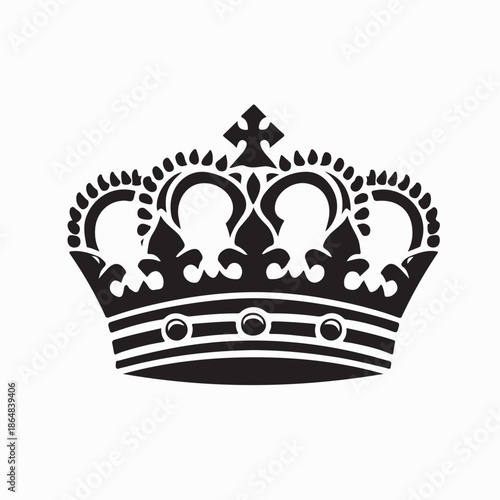 Golden Crown With Religious Cross, Image Vector Isolated on White Background