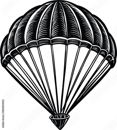 Black and white of a parachute lines shading texture