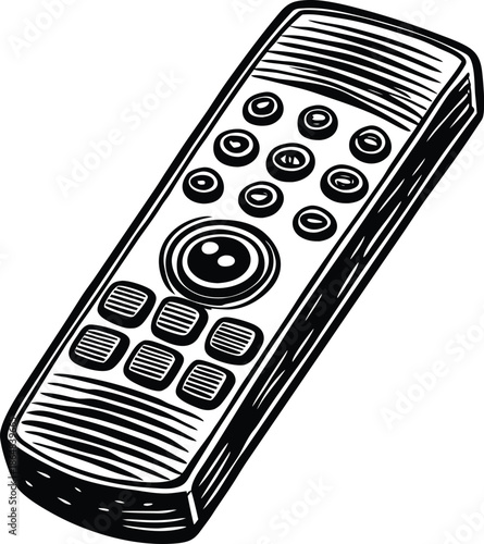 Black and white of a remote control television remote