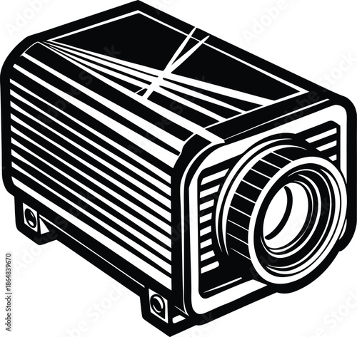 Black and white of a projector stripes lens