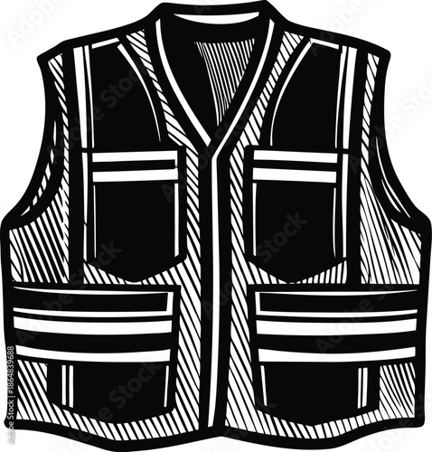 Black and white of a safety vest reflective vest construction vest