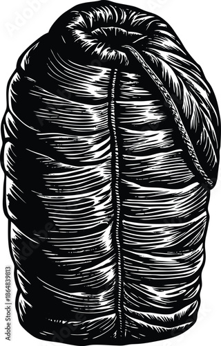 Black and white of a turban fabric folds