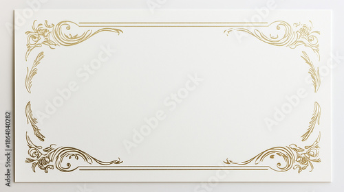 A gold framed white card with a gold border