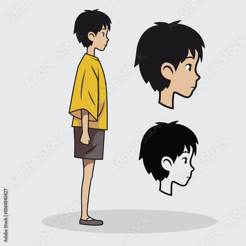 Anime character outline vector illustrations