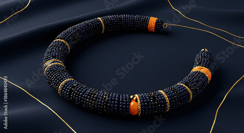 Traditional African Beaded Necklace: Elegant craftsmanship with vibrant colors