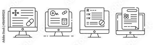 E-prescription on computer screen with medical icons and text