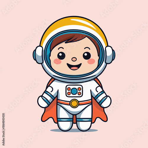 The fantastic friendly cosmic adventurer mascot is successfully presenting a strong heroic pose for the enthusiastic viewing audience.