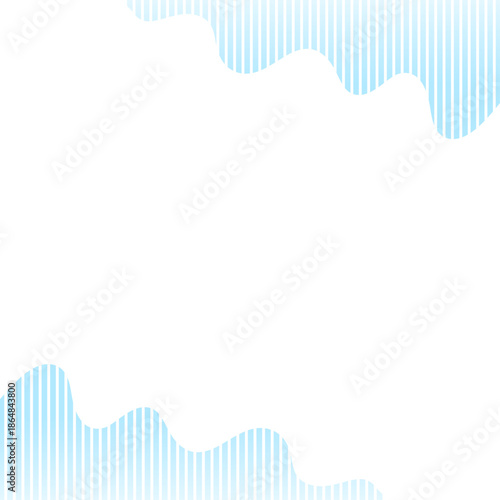 正方形の背景　ボーダー柄の波線の枠　グラデーション　青