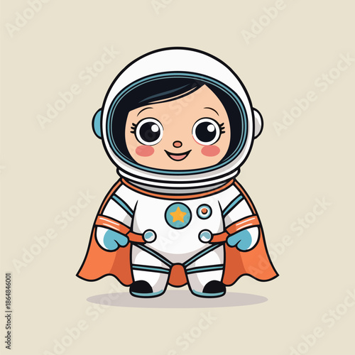 This adorable illustrated super space explorer prepares for an exciting intergalactic mission in the bright shining cosmos.