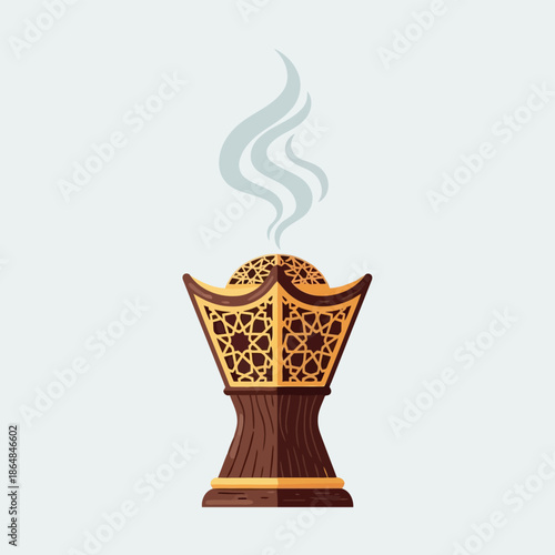 Ramadan Saudi Traditional Bakhoor Burner Vector Clipart for Islamic Festive Design