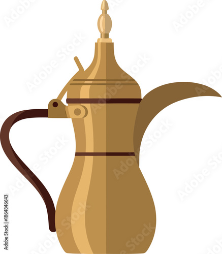 Ramadan Saudi Arabic Coffee Pot Vector Clipart – Traditional Dallah Icon for Ramadan Decor