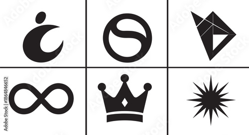 Premium logo icon set, modern vector design, versatile symbols for branding and digital projects.