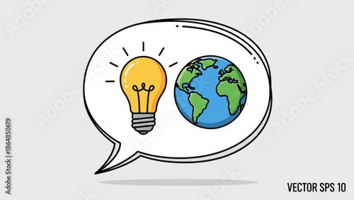 Idea Generation Global Innovation Page Page Page Page Floating Glow Thoughtful Glow Page Glow Thoughtful Thought Bubble Lightbulb Earth Globe Vector Illustration