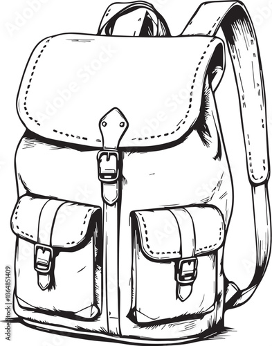 Minimalist Backpack Sketch: Classic Line Art IllustrationPrint