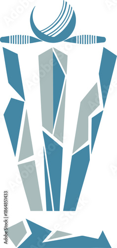 Cricket trophy with ball on top Vector illustration