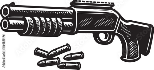 Classic revolver with bullets vector illustrationPrint