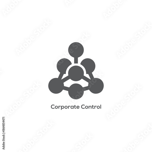 Corporate control network icon with connected nodes, business hierarchy structure management symbol vector illustration isolated on white background design

