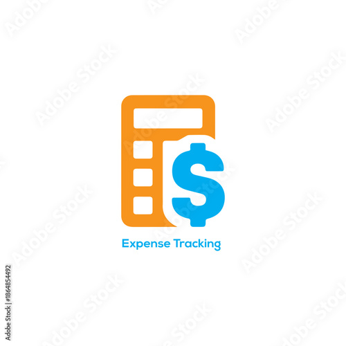 Expense tracking calculator icon with dollar sign, personal budget management and financial planning vector illustration isolated on white background

