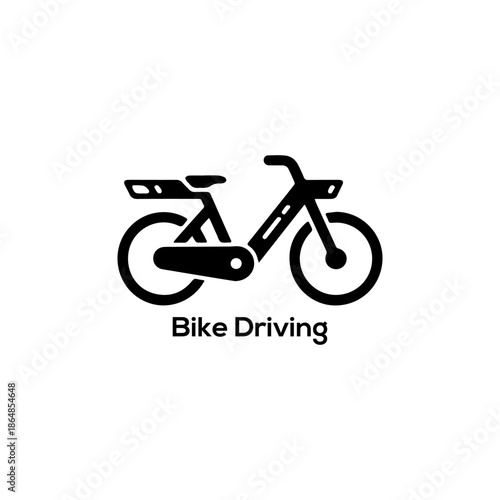 Minimal bicycle driving icon silhouette for cycling app, delivery service logo, city transport symbol, flat vector illustration isolated design

