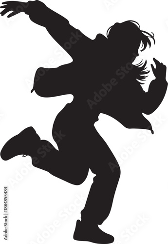 Dynamic Dance Pose Silhouette Vector.
