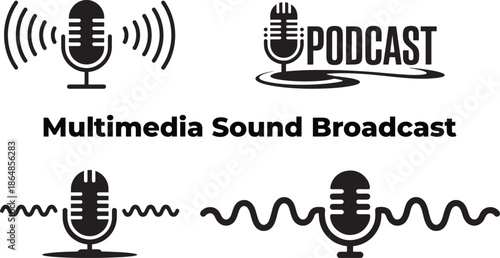 Microphone Icons for Podcasting and Multimedia Sound Broadcast Services