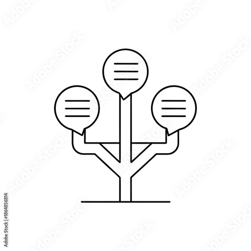 tree communication line art vector illustration on transparent background
