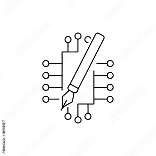 technosignature line art vector illustration on transparent background
